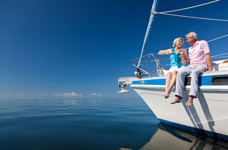 Retired Couple boat Personal Pension