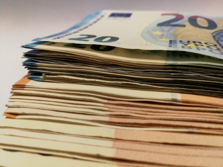 euros cash stacked