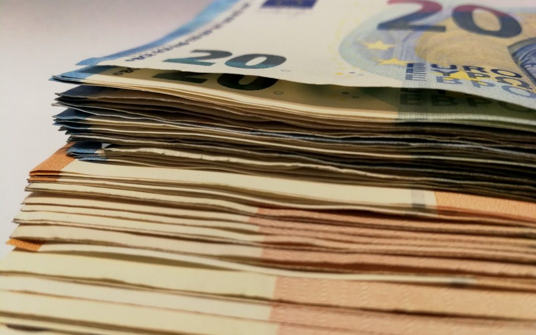 euros cash stacked